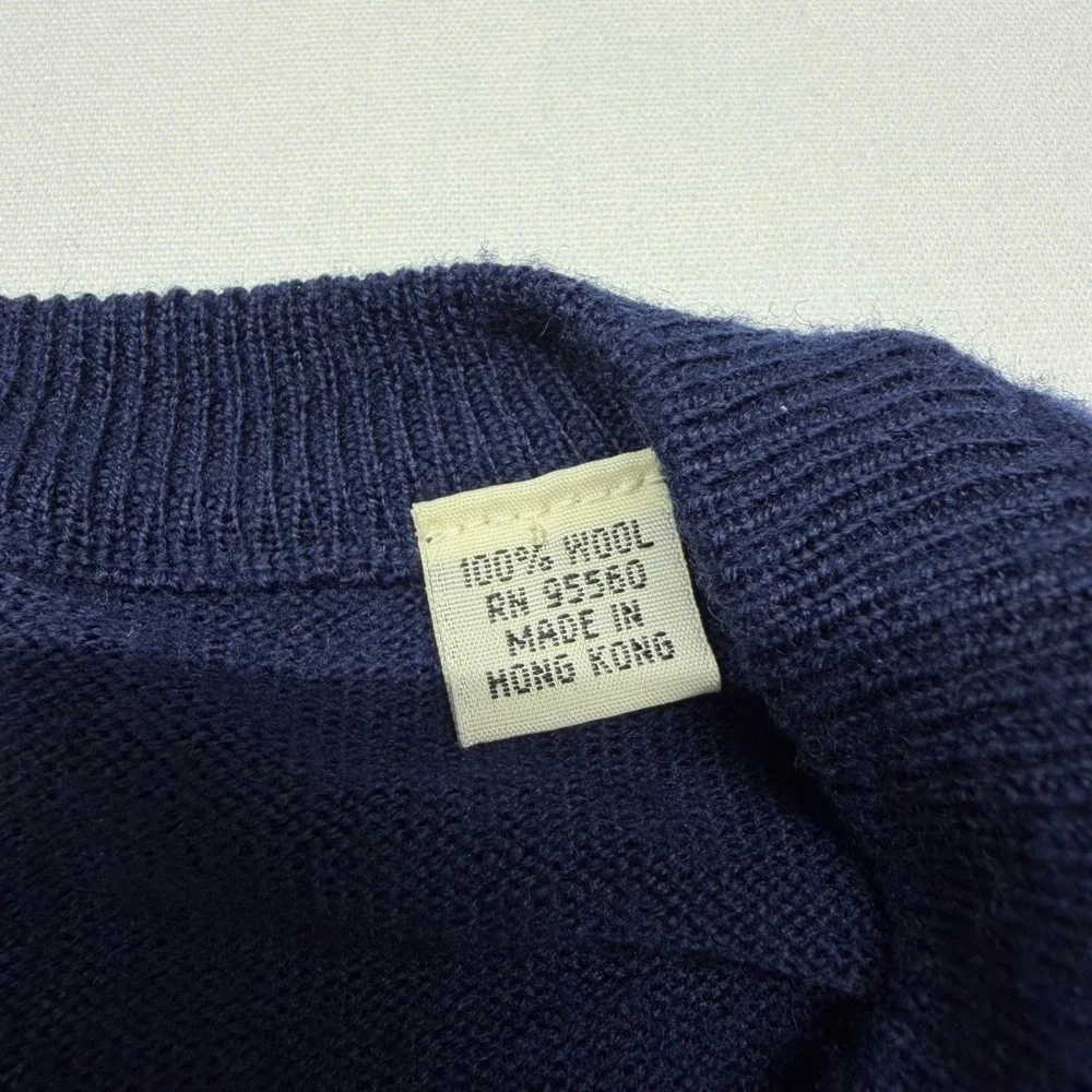 Pringle of Scotland Vintage Y2K 100% Wool V-Neck Sweater Mens L Navy Preppy
